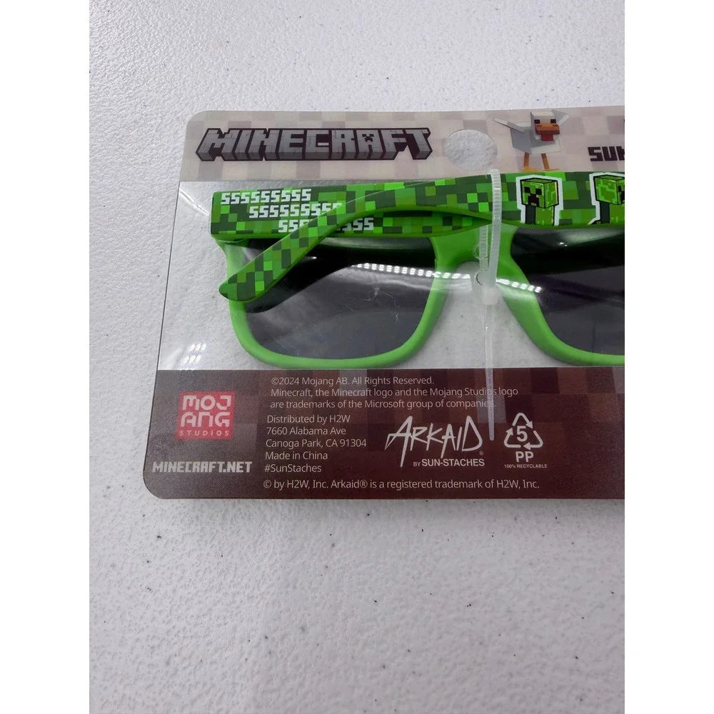 Minecraft Kids Sunglasses Creeper Green Pixel UV Protection Sun-Staches Arkaid